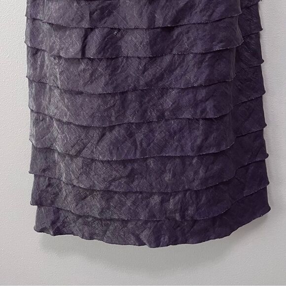 London Times Shimmering Purple Shutter Pleat Dress W/Brooch Size 10 - Picture 3 of 8